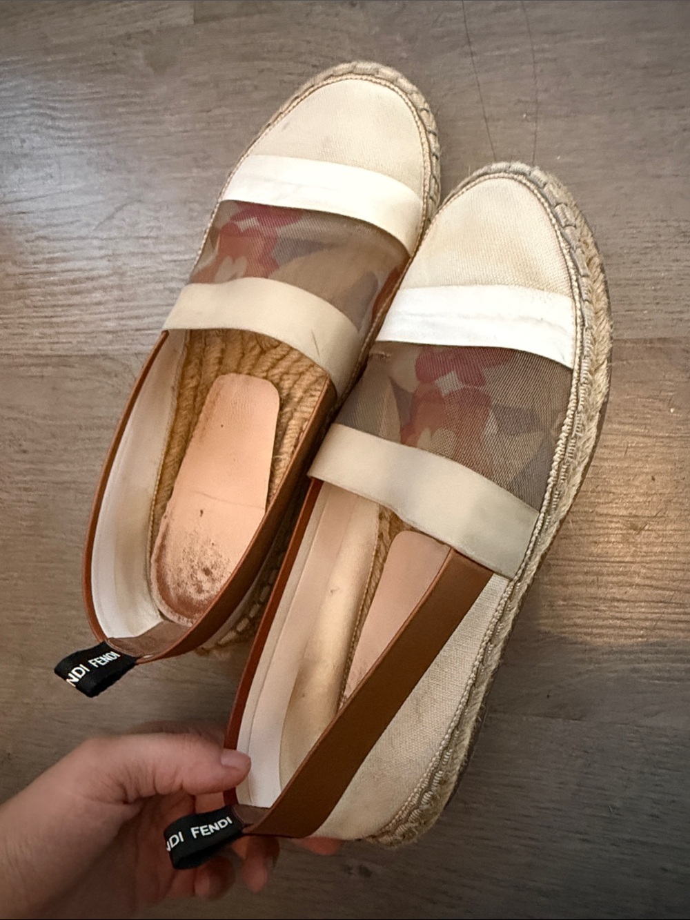 Fendi Canvas Colorblock Pattern Flats Espadrilles